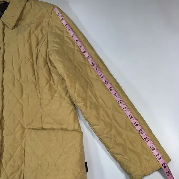 Barbour Mustard Yellow Shaped Microfibre Quilt Short Jacket Women Size XL/ 14 - Picture 8 of 12